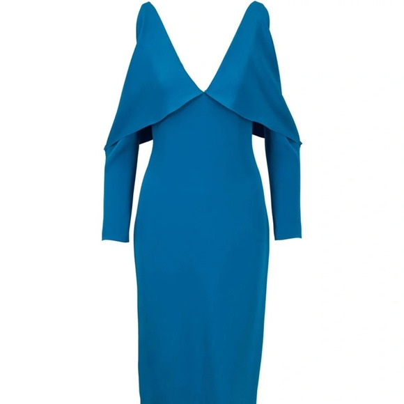 Cushnie deep v contessa cerulean 100% silk dress size 6 - Picture 1 of 10